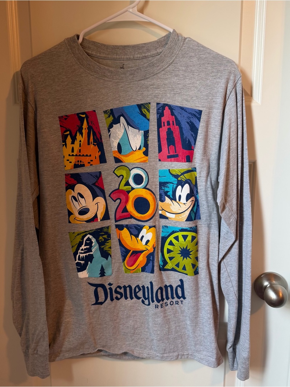 Disneyland 2020 Long-Sleeve Graphic Tee in Heather Gray with Multicolor Panels